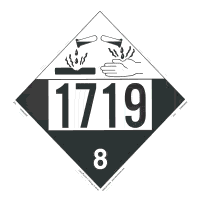 Corrosive Placard UN 1719, Removable Vinyl