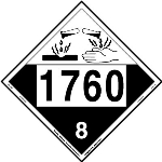 UN 1760 Corrosive Placard, Removable Vinyl