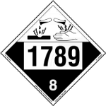 UN 1789 Corrosive Placard, Tagboard