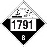 UN 1791 Corrosive Placard, Tagboard