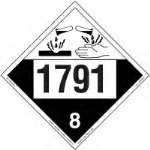 Corrosive Placard UN 1791 Vinyl Adhesive