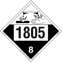 UN 1805 Corrosive Placard, Tagboard