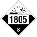 UN 1805 Corrosive Placard, Tagboard