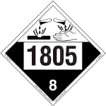 Corrosive Placard UN 1805, Removable Vinyl