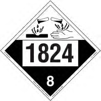 UN 1824 Corrosive Placard, Removable Vinyl