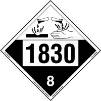 UN 1830 Corrosive Placard, Removable Vinyl