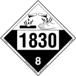 UN 1830 Corrosive Placard, Tagboard