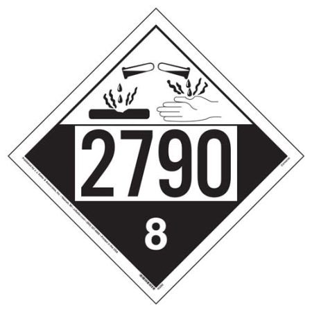 UN 2790 Corrosive Placard, Tagboard