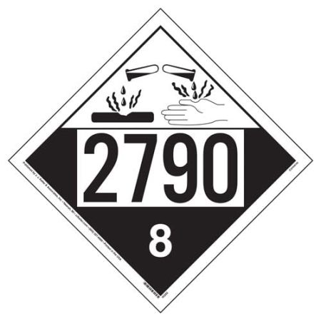 UN 2790 Corrosive Placard, Removable Vinyl