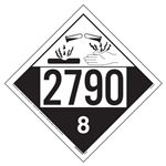 UN 2790 Corrosive Placard, Removable Vinyl