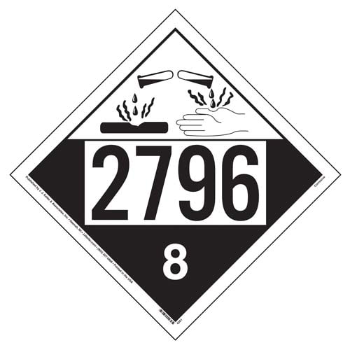 UN 2796 Corrosive Placard, Tagboard