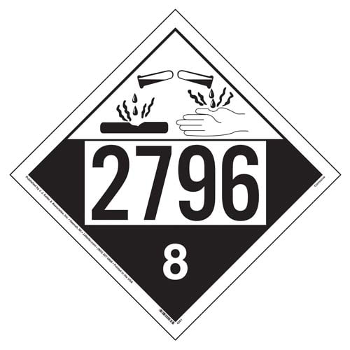 UN 2796 Corrosive Placard, Removable Vinyl