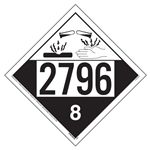 UN 2796 Corrosive Placard, Tagboard