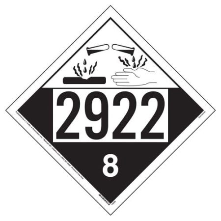 UN 2922 Corrosive Placard, Removable Vinyl