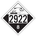 UN 2922 Corrosive Placard, Tagboard