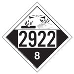 UN 2922 Corrosive Placard, Removable Vinyl