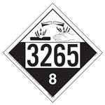 UN 3265 Corrosive Placard, Removable Vinyl