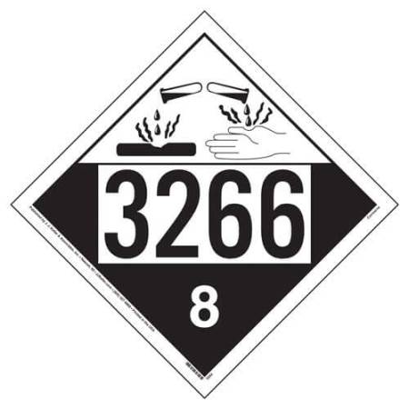 Corrosive Placard UN 3266, Removable Vinyl