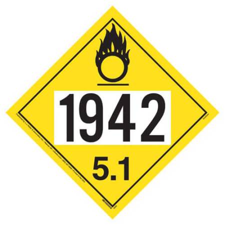 UN 1942 Oxidizer Placard, Removable Vinyl