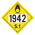 UN 1942 Oxidizer Placard, Removable Vinyl