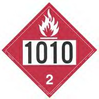 UN 1010 Flammable Gas Placard, Tagboard