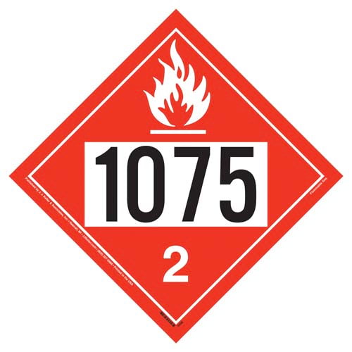 UN 1075 Flammable Gas Placard, Tagboard