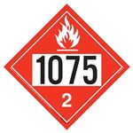 UN 1075 Flammable Gas Placard, Permanent Vinyl