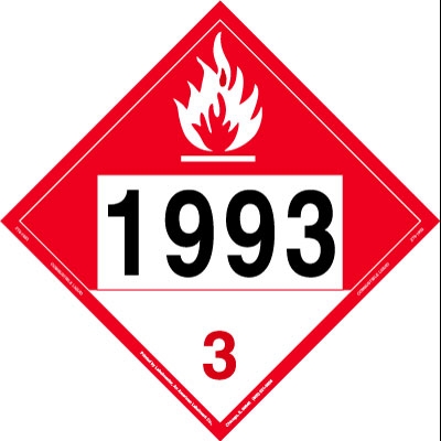 Combustible Liquid Placard UN 1993, Rigid Vinyl