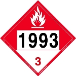 Combustible Liquid Placard UN 1993, Permanent Vinyl