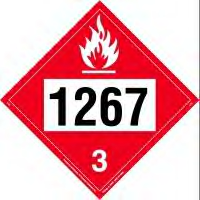 UN 1267 Flammable Liquid Placard, Removable Vinyl