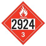 UN 2924 Flammable Liquid Placard, Removable Vinyl