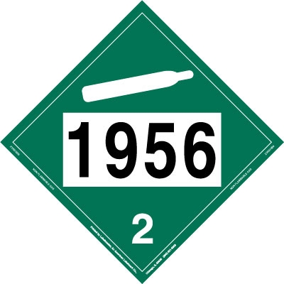 UN 1956 Non Flammable Gas Placard, Removable Vinyl