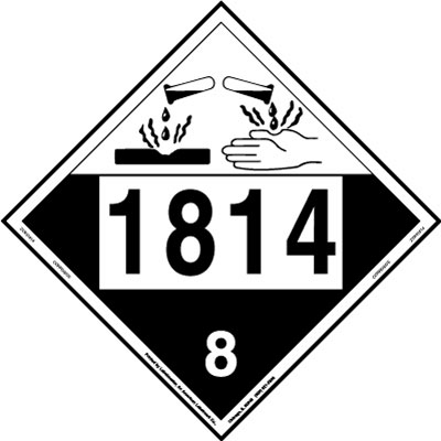 Corrosive Placard UN 1814, Removable Vinyl