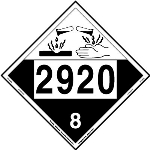 UN 2920 Corrosive Placard, Vinyl