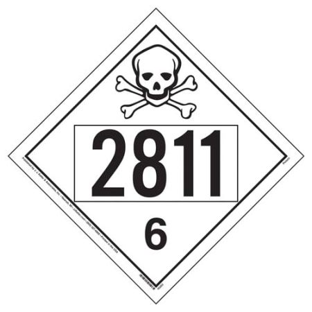 UN 2811 Toxic Placard, Removable Vinyl