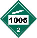 UN 1005 Hazmat Placard, Class 2.2, Tagboard