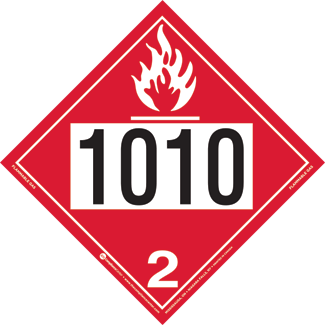 UN 1010 Hazmat Placard, Vinyl