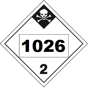 UN 1026 Hazmat Placard, Class 2.3, Tagboard