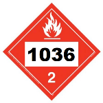 UN 1036 Hazmat Placard, Vinyl