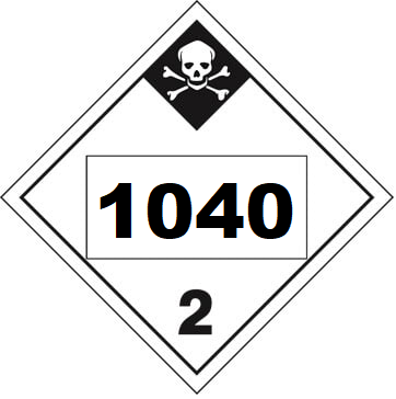 UN 1040 Hazmat Placard, Class 2.3, Tagboard