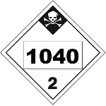 UN 1040 Hazmat Placard, Class 2.3, Tagboard