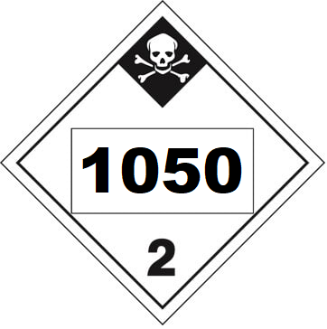 Un 1050 Hazmat Placard, Class 2.3, Tagboard