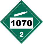 UN 1070 Hazmat Placard, Class 2.2, Tagboard