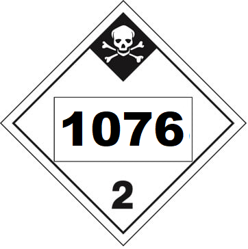 UN 1076 Hazmat Placard, Class 2.3, Tagboard