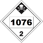 UN 1076 Hazmat Placard, Class 2.3, Tagboard