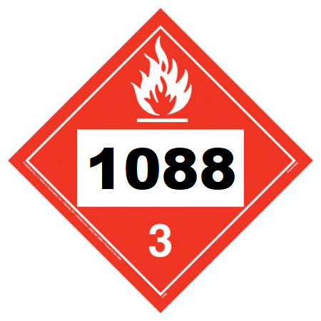 UN 1088 Hazmat Placard, Class 3, Vinyl