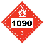 UN 1090 Flammable Liquid Placard, Tagboard