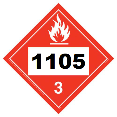 UN 1105 Hazmat Placard, Class 3, Tagboard