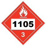 UN 1105 Hazmat Placard, Class 3, Vinyl