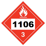 UN 1106 Hazmat Placard, Class 3, Tagboard